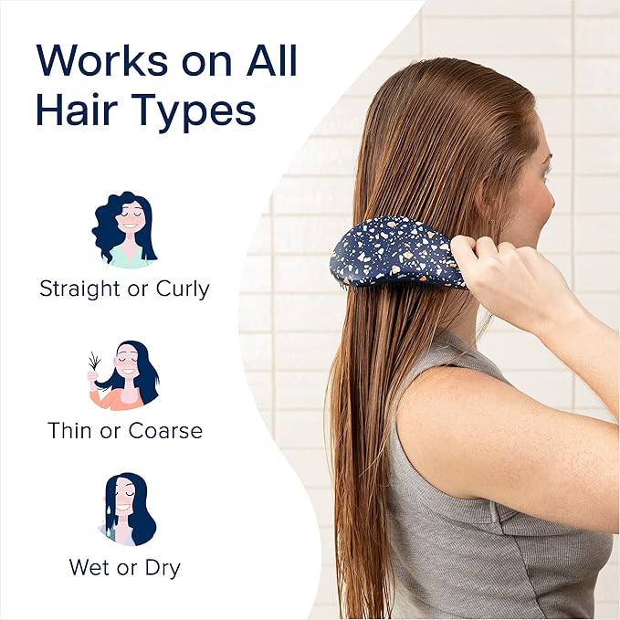 Crave Naturals Glide Thru Hair Brush - Detangler Brush for Curly, Straight, Wet or Dry Hair - Gentle Detangling Brushes for Adults, Kids, Toddlers - Hair Accessories for Women, 7.5"x3" - Terazzo