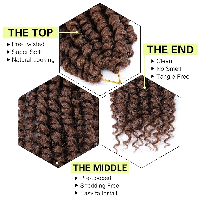 Passion Twist Hair, Pre Twisted Passion Twist Crochet Hair For Black Women, Passion Twist Curly Crochet Hair 8 Inch 8 Packs, Short Crochet Passion Twist Braiding Hair Extensions…