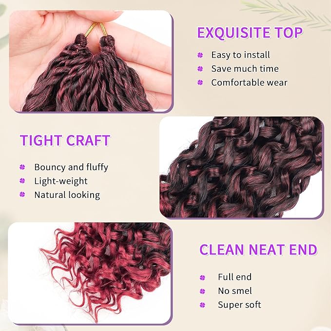 Gogo Curl Crochet Hair Protein Fiber Close to Human Hair 7 Packs Pre looped Water Wave Crochet Hair Deep Twist Synthetic Braiding Hair for Women (TBUG, 12Inch)