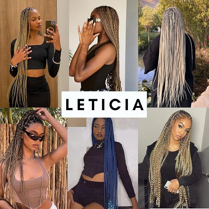 Leticia Navy Blue Braiding Hair Pre stretched Hypoallergenic Knotless Ez Braiding Hair for Braids Prestretched Synthetic Hair Extension for Women（Packs of 3,26",10 OZ）