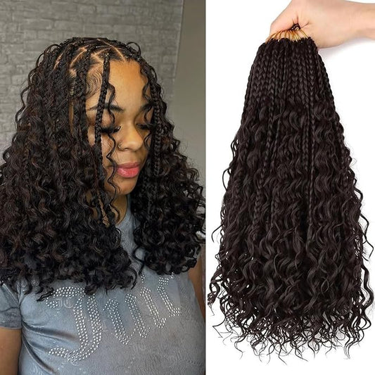 14 Inch Goddess Box Braids Crochet Hair for Black Women 8 Packs Crochet Box Braids Pre-looped Boho Box Braids Crochet Braids Synthetic Braiding Hair Extension #4