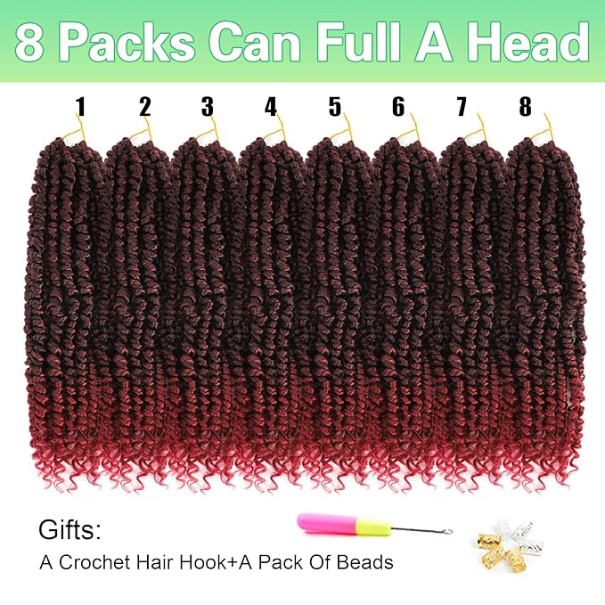 Passion Twist Crochet Hair 10Inch Passion Twist Hair 8 Packs Pre-Twisted Short Crochet Hair for Black Women Passion Twist Crochet Curly Hair…