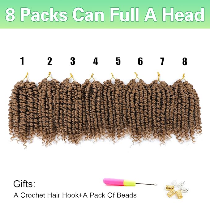 Passion Twist Crochet Hair 6Inch Passion Twist Hair 8 Packs Pre-Twisted Passion Twist Crochet Hair for Black Women Soft Passion Twist Curly Crochet Hair 6"(Pack of 8) 27#
