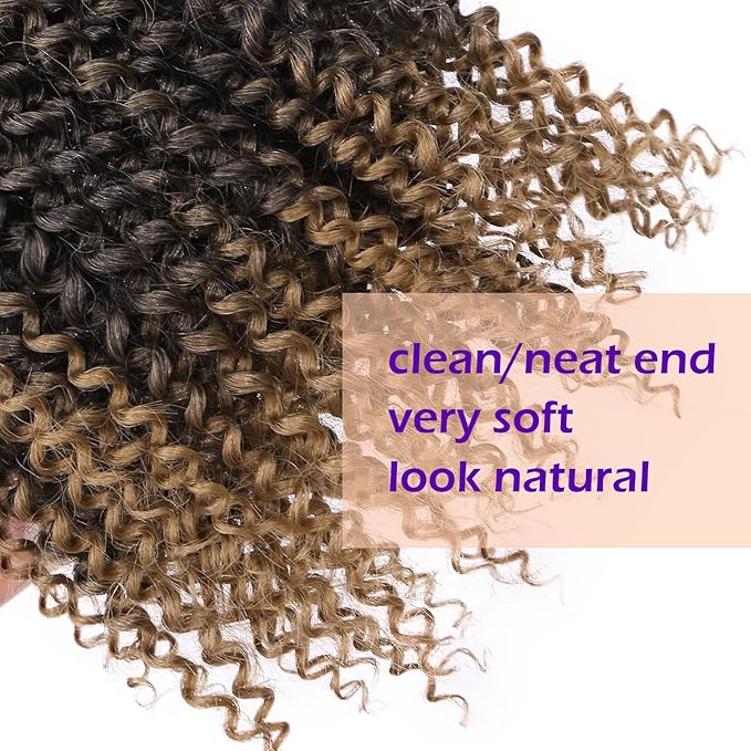 LADY MIRANDA Ombre Blonde Afro kinky Curly Braiding Hair Extensions Jerry Curl Crochet Hair 3X Braid Hair 11" Short Synthetic Hair Styles (1B/27)