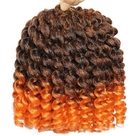 Orange 3Packs 2X Ringlet Wand Curl Jamaican Bounce Crochet Hair 8 inch Natural Crochet Hair Extensions Crochet Braiding Hair 60 Roots