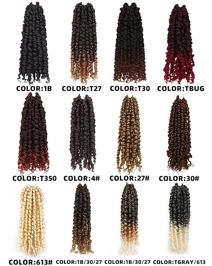 10 Inches 8 Packs Passion Twist Crochet Hair for Black Women-Mixed Color Combo Pack(6 packs 1B+2 packs T1B/BUG),Pre-twisted Pre Looped Soft Synthetic Braided Hair Extensions(10"-8 Packs,1B+TBUG)