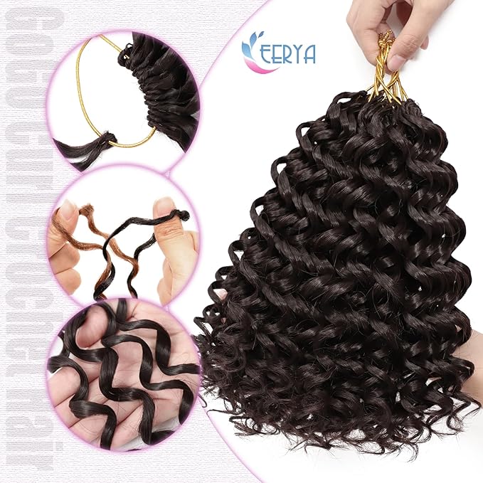 7 Packs GoGo Curl Crochet Hair 12 Inch Short Curly Crochet Hair for Women Deep Wave Beach Curl Crochet Braids Synthetic Braiding Hair Extensions(12 Inch, #4)