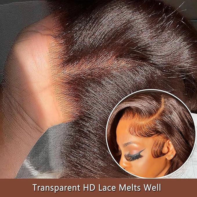 MEGOOD 200% Density Chocolate Brown Lace Front Wig Human Hair 13x6 Body Wave Lace Front Wigs Colored Human Hair Wigs For Women HD Transparent Lace Front Wig(26 Inch,Chocolate Brown Wig)