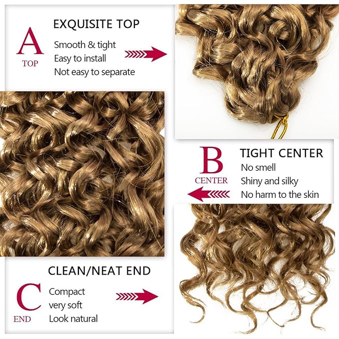 YXCHERISHAIR 8 Packs Curly Crochet Hair 18inch GoGo Curl Crochet hair for Women Deep Wave Braiding hair,Synthetic Bohemian Crochet Braid Water Wave Crochett hair Extensions(18inch,27#)