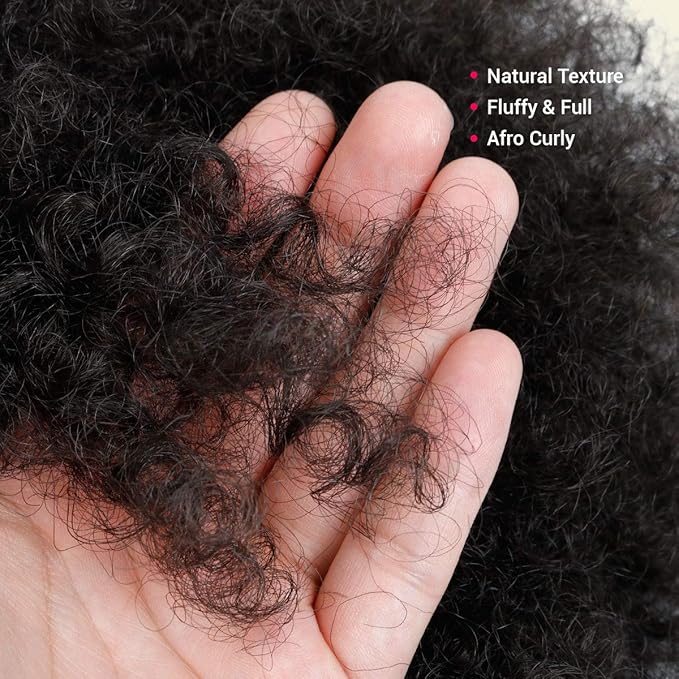 GLAM21USA Afro Puff Drawstring Ponytail Retro Kinky Curly Ponytail Wig Clip in Bun Hair Piece for Black Women Synthetic Hair Extension (LARGE, 4 (Medium Dark Brown))