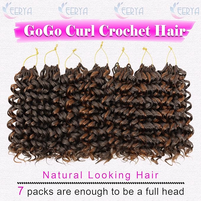 7 Packs GoGo Curl Crochet Hair 10 Inch Short Curly Crochet Hair for Women Water Wave Beach Curl Deep Twist Crochet Braids Synthetic Braiding Hair Extensions (10 Inch, P6/30)