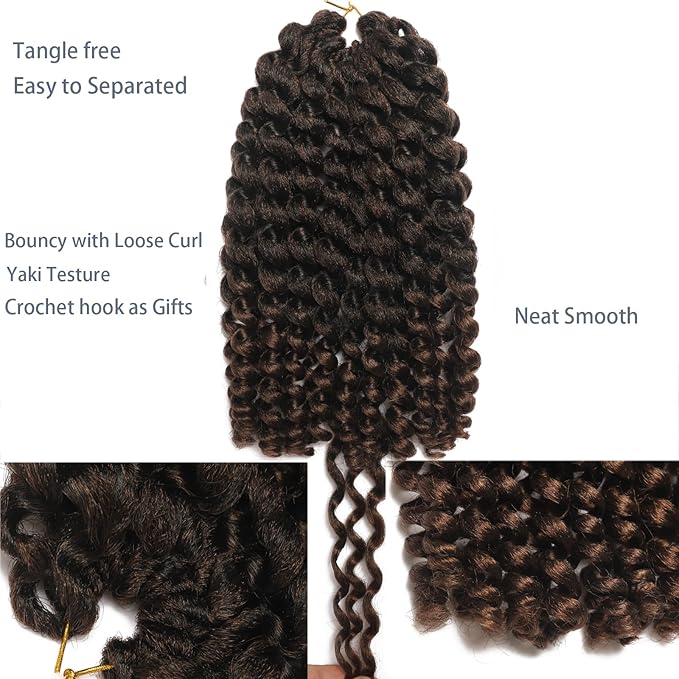 3 Packs 2X Ringlet Wand Curl Jamaican Bounce Crochet Hair 12 inch Synthetic Curly Crochet Hair Extensions Medium Shoulder Length Long Crochet Braiding Hair 20 Roots (12Inch (Pack of 3), T30