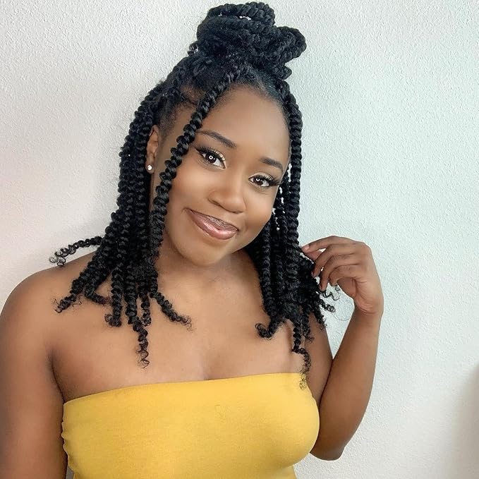 14 Inches 8 Packs Passion Twist Crochet Hair-Pre-twisted Passion Twists,Pre-Looped Crochet Braids Made Of Bohemian Hair Synthetic Braiding Hair Extensions (14 Inch(Pack of 8), 1B)