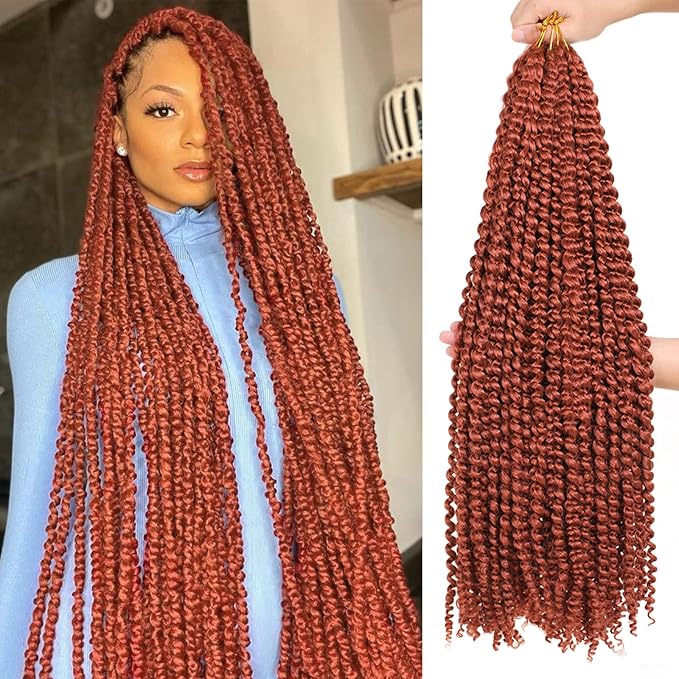 ZRQ 7Packs 30 Inch Copper Red Passion Twist Hair Water Wave Crochet Hair, for Butterfly Locs Hair Ginger Bohemian Spring Twist Hair Crochet Braids Synthetic Hair Extension #350