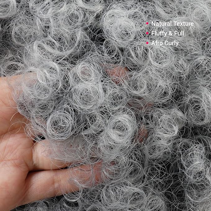 GLAM21USA Afro Puff Drawstring Ponytail Retro Kinky Curly Ponytail Wig Clip in Bun Hair Piece for Black Women Synthetic Hair Extension (LARGE, SALTNPEPPER)