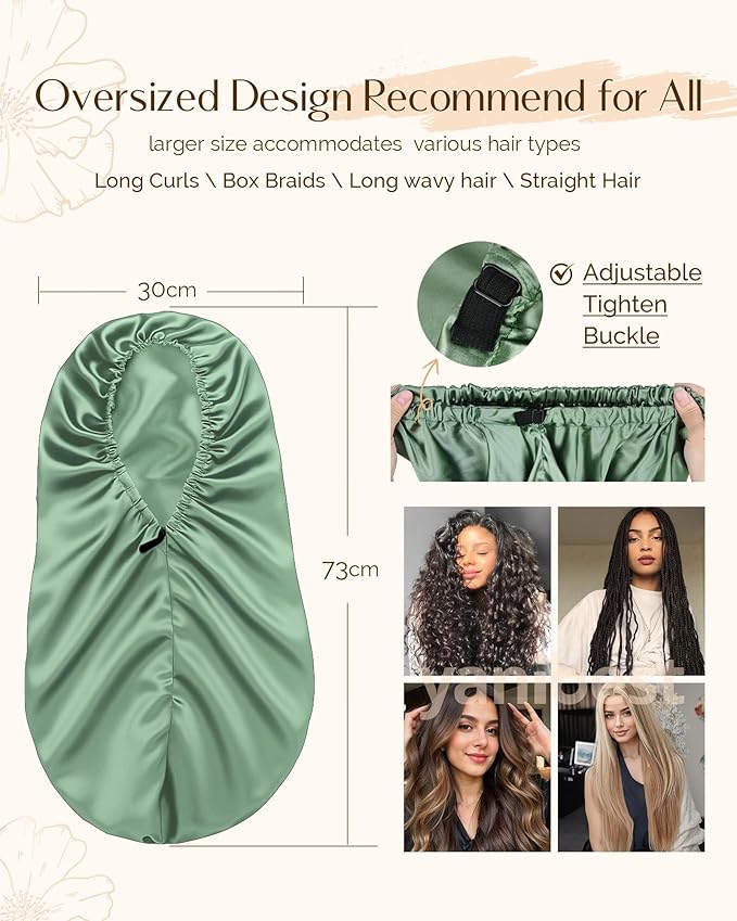 YANIBEST Long Bonnet Braid Bonnet for Sleeping Adjustable Satin Silk Bonnet for Braids Sleep Bonnet for Women Locs
