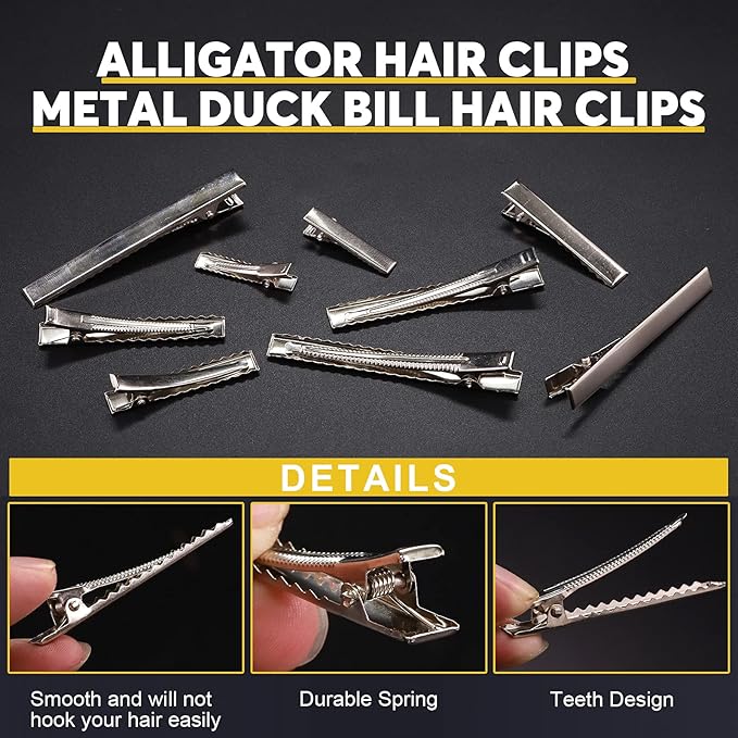 200Pcs 2.95 inch / 7.5 cm Alligator Hair Clips Bulk Silver Single Prong Hair Clips For Bows Making Hair Pins For Sectioning Hair Styling And Sectioning Hairdressing DIY Crafts