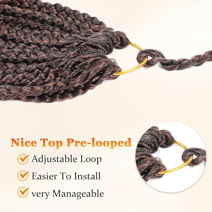9 Packs Goddess Box Braids Crochet Hair Boho Crochet Box-Braids With Curly Ends Crochet-Hair For Black Women, 10 Inch Pre Looped Bohemian Box Braiding (10Inch 9 Packs,T350#)