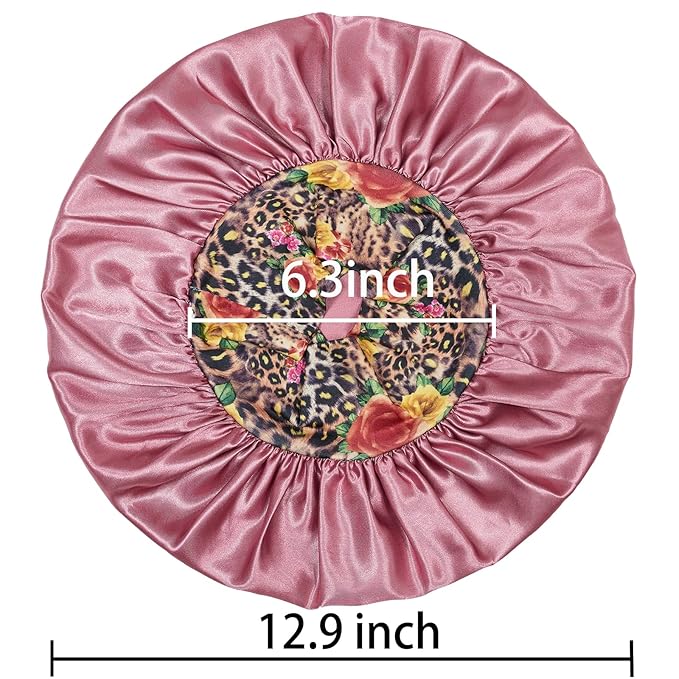3 Pack Satin Bonnet Silk Hair Bonnet for Sleeping, Sleep Bonnets for Women Large Wide Soft Band Sleep Cap for Curly Hair Braids