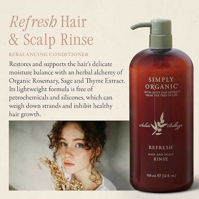 Hair Detox Clarifying Deep Conditioner Scalp Rinse, Made in Italy, All Natural Cruelty Free Hair Care for Women & Men, Rosemary, Sage & Olive Leaf Extract with Pump, 32 fl oz/958 ml, REFRESH