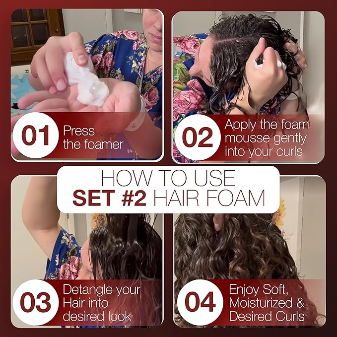 HairPlay Set #2 Hair Foam Mousse - Medium Hold Styling Foam for Frizz Control - Hair Mousse for Curls - Curl Defining Moisturizing Mousse for Wavy Hair - 8 Fl Oz