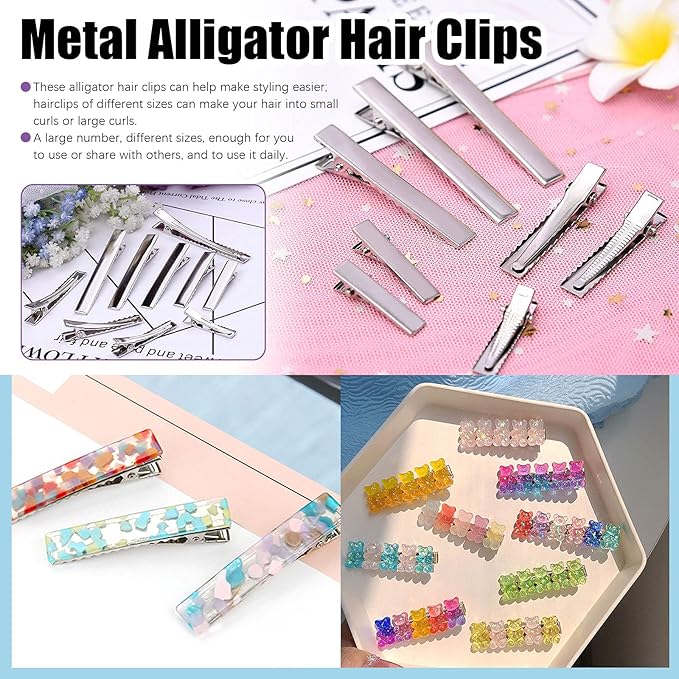 Swpeet 200Pcs 2.2inch - 5.6cm Alligator Hair Clips Kit, Perfect for Metal Duck Bill Hair Clips Flat Top Single Prong Hairpins for Hair Styling DIY Accessories (2.2 Inch)