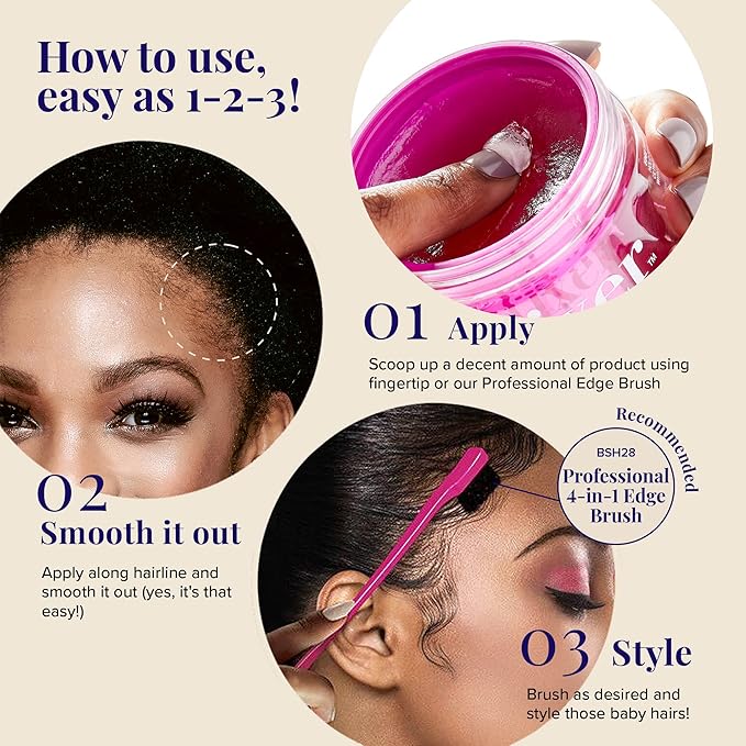 Red by Kiss Edge Fixer Hair Shine Gel, 24 Hour Max Hold, Non-Flaking, Biotin B7 Infused, Natural Styling, Professional Edge Control Wax, Perfect for Braiding (Very Cherry)