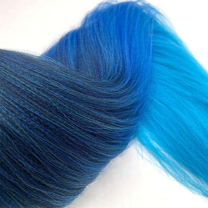 Prestretched Braiding Hair Ombre Blue Braiding Hair Pre Stretched 26" 6packs Braids in Hair Extensions for Braiding Hot Water Setting Itch Free Synthetic Yaki Perm Kids Women Braiding Hair by UPruyo