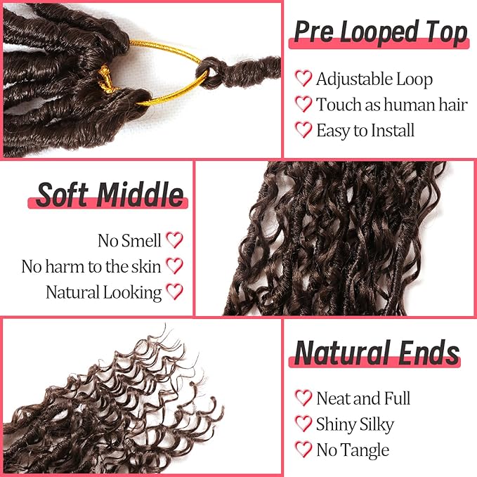 Goddess Locs Crochet Hair-30 Inch 8 Packs Boho Faux Locs Crochet Hair for Black Women Pre Looped Soft Locs with Curly Ends (#4, 30 Inch(Pack of 8))