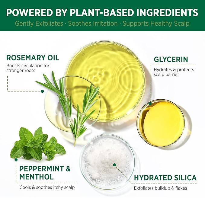 RoyceDerm Rosemary Mint Scalp Scrub Clarifying Scalp Exfoliator Refreshing Clean Scalp, Cooling Micro-Exfoliation with Botanical Extracts, For All Scalp Types (Rosemary Mint Scalp Scrub with Massager)