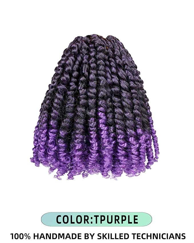 Pre Looped Pretwisted 6 Inches 8 Packs Passion Twist Crochet Hair for Black Women and Kids-Omber Purple,Soft Lightweight Hair Extension(6"-8 Packs,T1B/Purple)