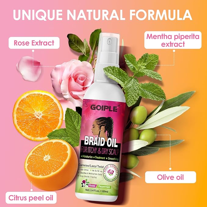 Braid Oil for Soothes Moisturizes Dry & Itchy Scalp Braiding Scalp Oil for Locs & Twists - Mousse for Braids Curl Styling for Women - Definition Curl Control Braid Mousse Hair Foam for All Braids Hair