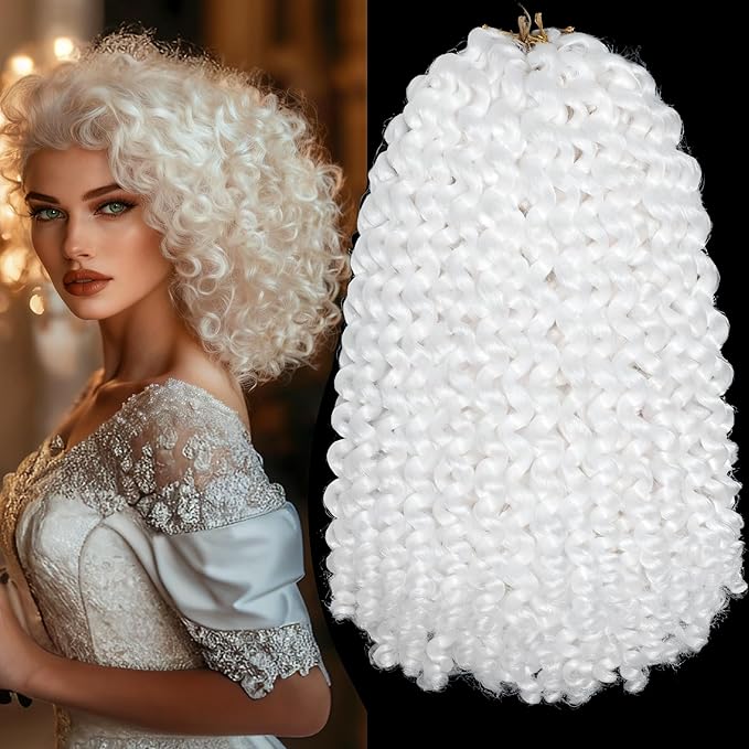 White Short Jamaican Bounce Crochet Hair 3 Packs 2X Long Ringlet Wand Curl 12 Inch Curly Crochet Hait Extensions Curly Crochet Braiding Hair 60 Roots