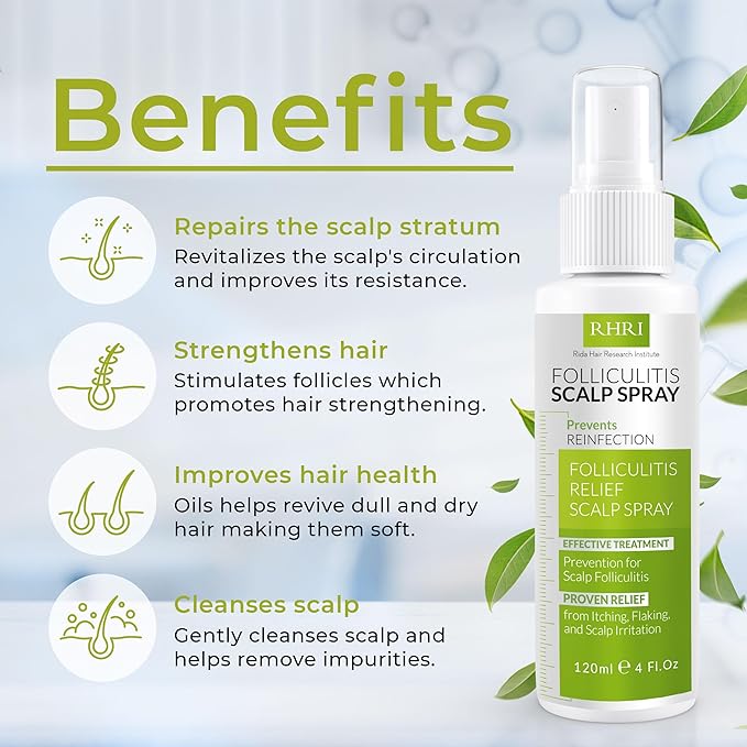Folliculitis Scalp Spray | Dandruff Treatment for Psoriasis & Folliculitis | Antifungal & Anti Dandruff Itchy Scalp Treatment Formula Spray for Dry and Irritated Scalp