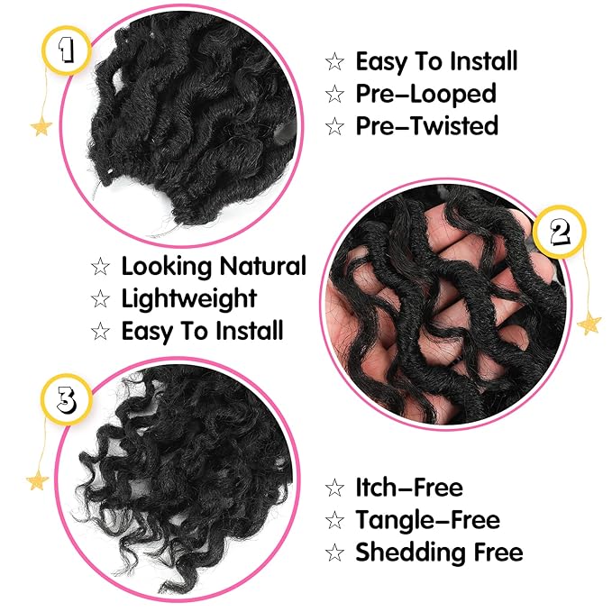 Fulcrum Goddess Locs Crochet Hair 10 Inch, 8 Packs New Faux Locs Crochet Hair for Black Women, Crochet locs with Curly Ends (10Inch (Pack of 8), 1#)