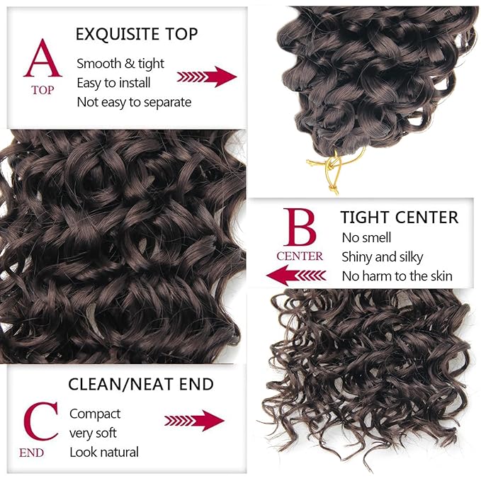 YXCHERISHAIR Curly Crochet Hair GoGo Curl Crochet hair for Women 8Packs Deep Wave Braiding hair,Synthetic Bohemian Crochet Braid Water Wave Crochet hair Extensions(33#,18Inch)