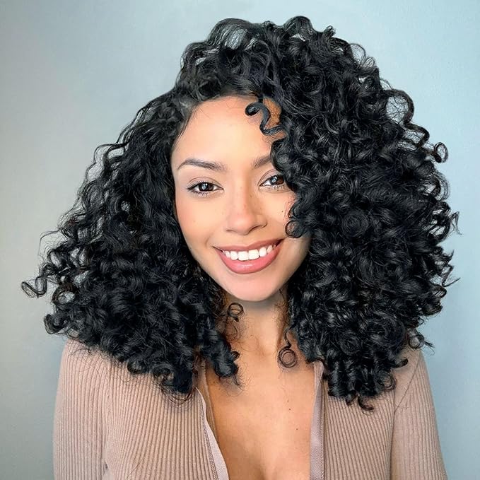 7 Packs Gogo Curl Crochet Hair for Women 14 Inch Pre-Twisted Curly Crochet Hair Pre Looped Deep Ocean Water Wave Beach Curl Crochet Braids Synthetic Braiding Hair Extensions (14 Inch, 1B)