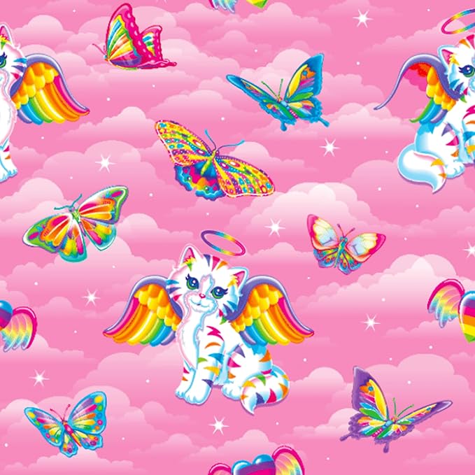 Kitsch x Lisa Frank Satin Pillowcase with Zipper for Hair & Skin, Softer Than Silk Pillow Cases, Wrinkle-Free, Smooth and Cooling Satin Pillow Covers, King Size (19x36) - Angel Kitty