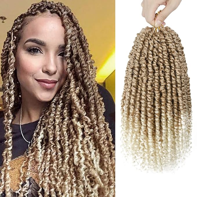 Passion Twist Hair - 8 Packs 12 Inch Passion Twist Crochet Hair For Women, Crochet Pretwisted Curly Hair Passion Twists Synthetic Braiding Hair Extensions (12 Inch 8 Packs, T27/613)
