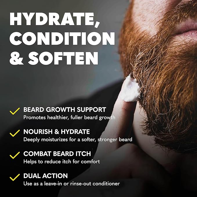 The Beard Club Thickening Leave-In Beard Conditioner for Men – Sandalwood & Ginger Cream – Hydrating Moisturizer, Softener & Lotion – Nourishes, Strengthens & Provides Itch Relief – 4oz