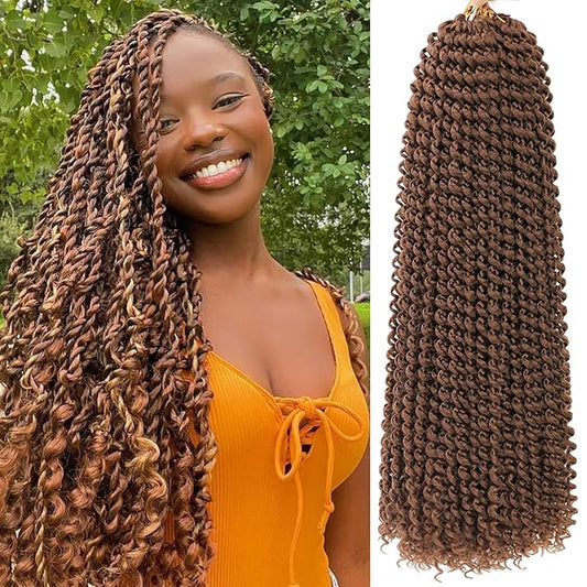 Passion Twist Hair Brown 20 Inch 8 Packs Passion Twist Crochet Hair Long Bohemian Crochet Braids (20 Inch, 30#)