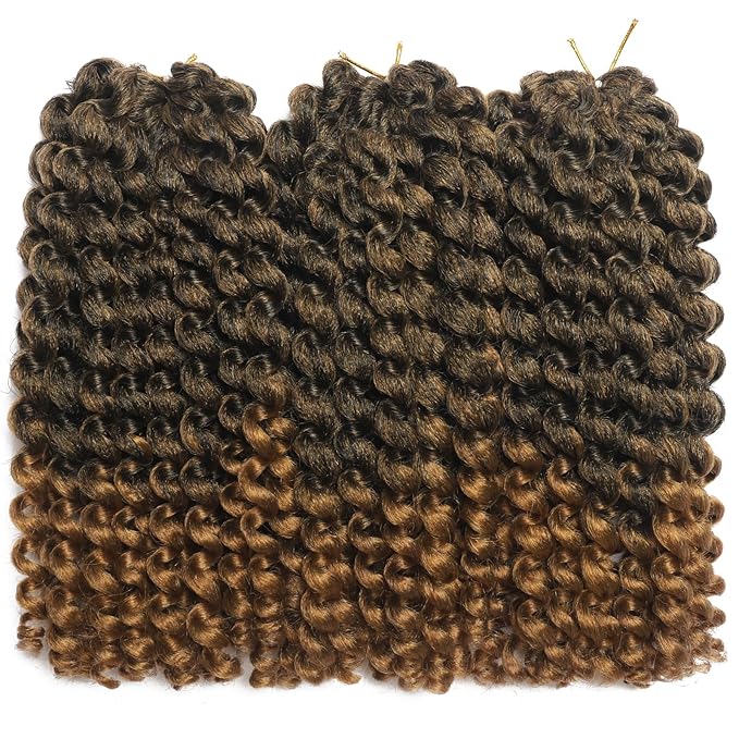 12 inch Jamaican Bounce Crochet Hair 3 Packs 2X Ringlet Wand Curl Synthetic Curly Crochet Hair Extensions Blonde Ombre Medium Shoulder Length Long Crochet Braiding Hair 20 Roots