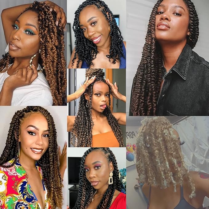 24 Inch Passion Twist Hair 7 Packs Natural Black Water Wave Crochet Braids Hair for Butterfly Locs Crochet Hair Synthetic Braiding Hair Extensions for Women (24 Inch,1B#)