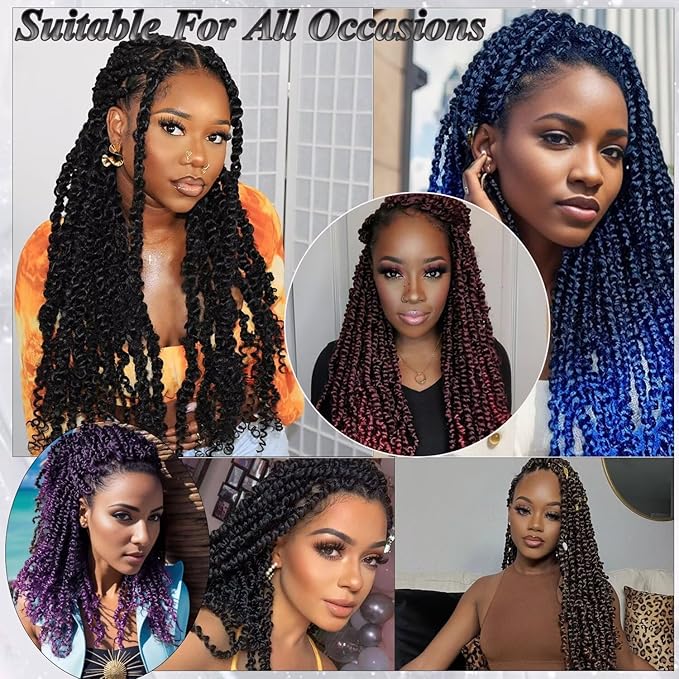 14inch Passion Twists Hair - Ombre Water Wave Crochet Hair for Black Women,Bohemian Curly Braiding Hair for Butterfly Locs,Faux Locs,Boho Style Crochet Braids Hair Extensions(T30#, 132 Strands)