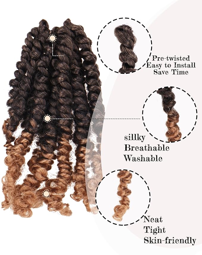 Super Short Passion Twist Crochet Hair for Black Women and Kids-6 Inch 7 Packs Ombre Blonde Pre Looped Pre-twisted Passion Twist Hair,Bob Spring Kinky Twist Bohemian Curl(6"-7P,T27)