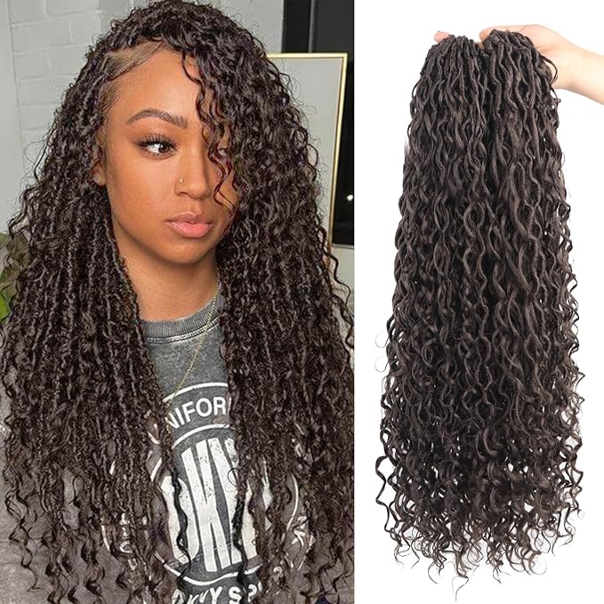 Goddess Locs Crochet Hair 22 Inch 9 Packs Synthetic Faux Locs Crochet Hair for Black Women, River Locs Hair Extensions Style Pre looped Crochet Locs with Curly Ends