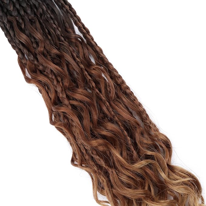 18 Inch Goddess Box Braids Crochet Hair for Black Women 8 Packs Crochet Box Braids Pre-looped Boho Box Braids Crochet Braids Synthetic Braiding Hair Extension 1b/30/27