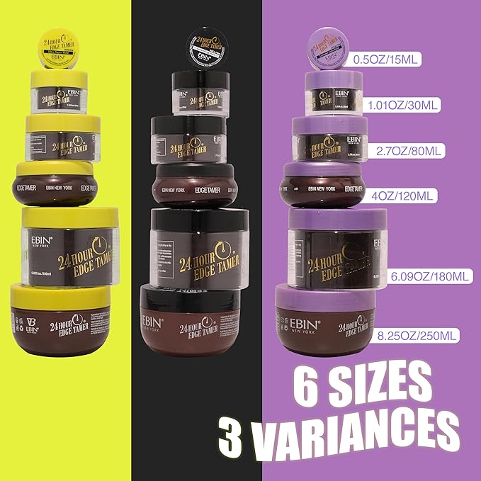 EBIN NEW YORK 24 Hour Edge Tamer Extreme Firm Hold 1.01Fl Oz Strong Edge Control Gel, No Flaking, Sleek Smooth Finish, Long Lasting, Argan & Castor Oil
