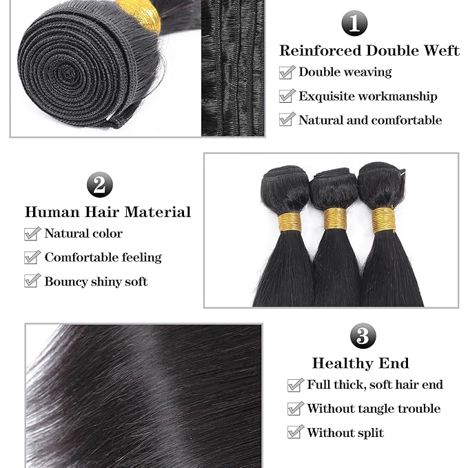 Brazilian Virgin Straight Hair One Bundles 18 Inch 100% Unprocessed Virgin Remy Hair Straight Human Hair Bundles Natural Black Bundles Weave Hair Extensions For Black Women