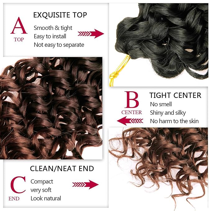 YXCHERISHAIR 8 Packs Curly Crochet Hair GoGo Curl Crochett hair for Women Deep Wave Braiding hair,Synthetic Bohemian Crochet hair Extensions(1B/33/30, 14inch)